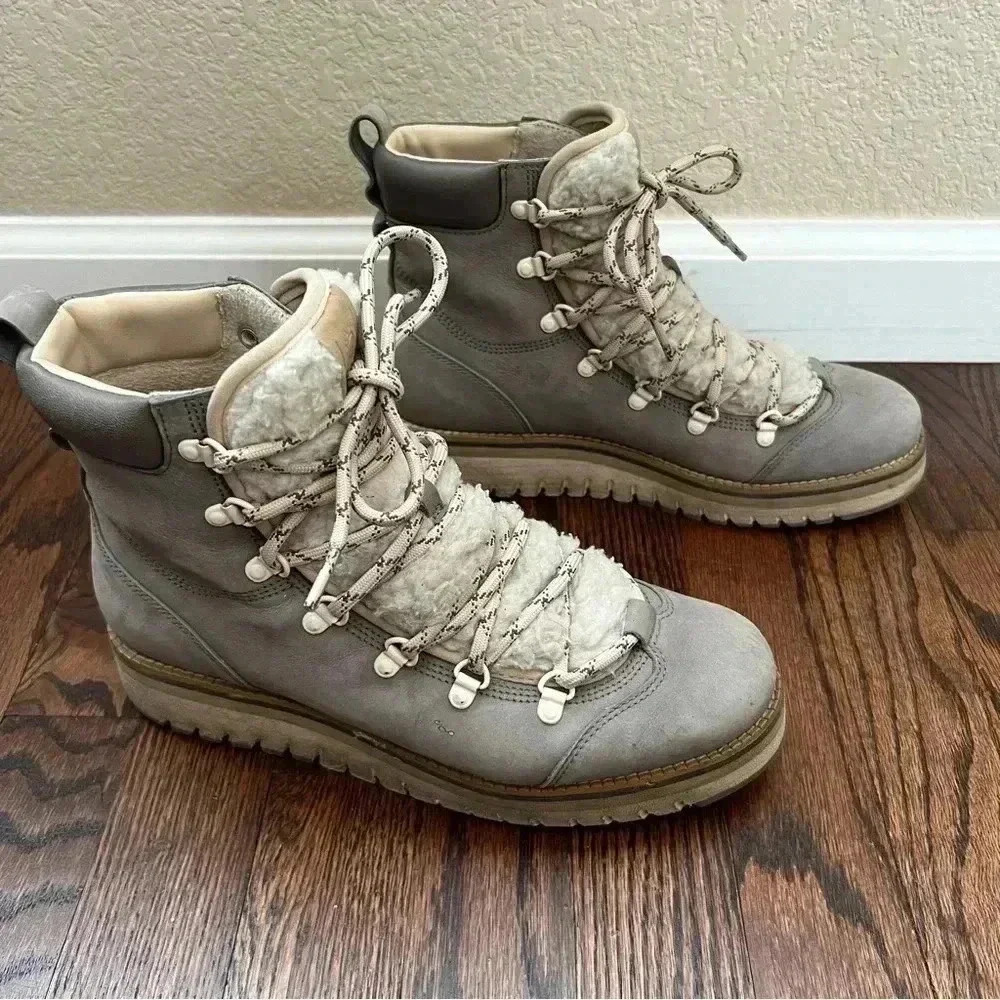Cole Haan Zerogrand ZG Women’s Leather Faux Fur Hiking Boots Charcoal Size 7.5